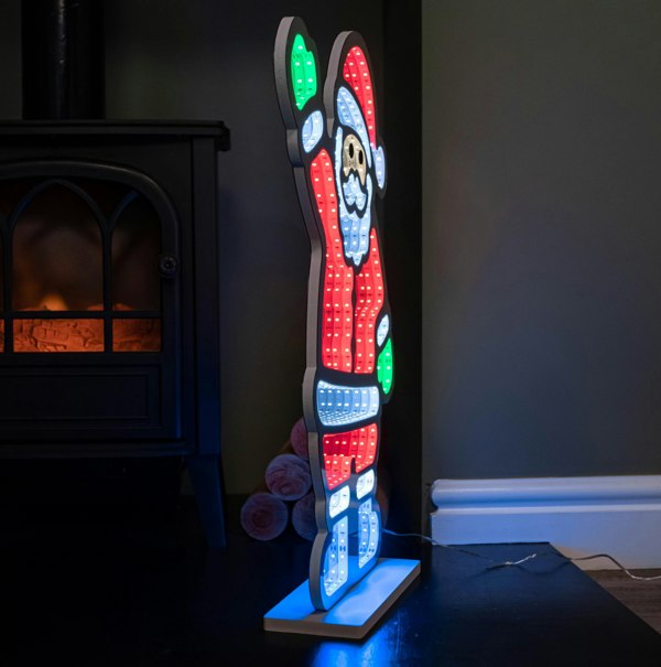 Samuel Alexander 60cm Light up Waving Santa Christmas Infinity Decoration with Multi-Coloured LEDs