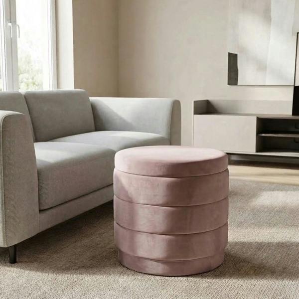 Garden Greatness Blush Pink Storage Ottoman with Tray Top