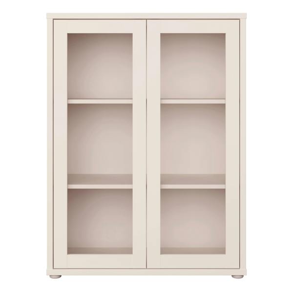 Furniture To Go Alice Springs Low Glass Fronted Cabinet with 2 Push-to-Open Doors in Sand