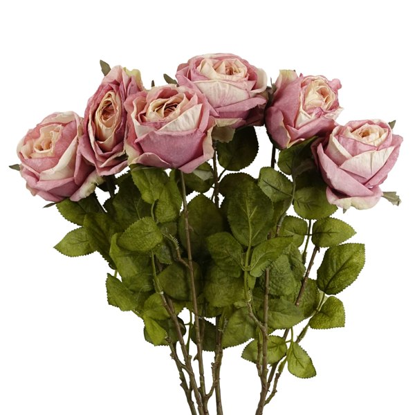 Leaf Pack of 6 x 70cm Artificial Light Pink Rose