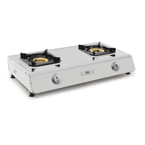 2-burner portable gas stove stainless steel