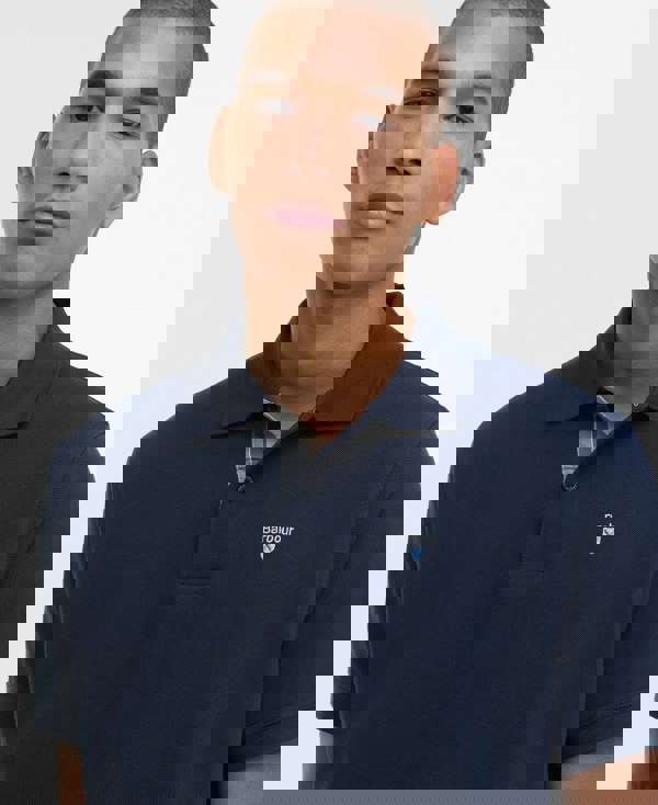 BARBOUR Tartan Pique Polo Shirt - Navy Blue