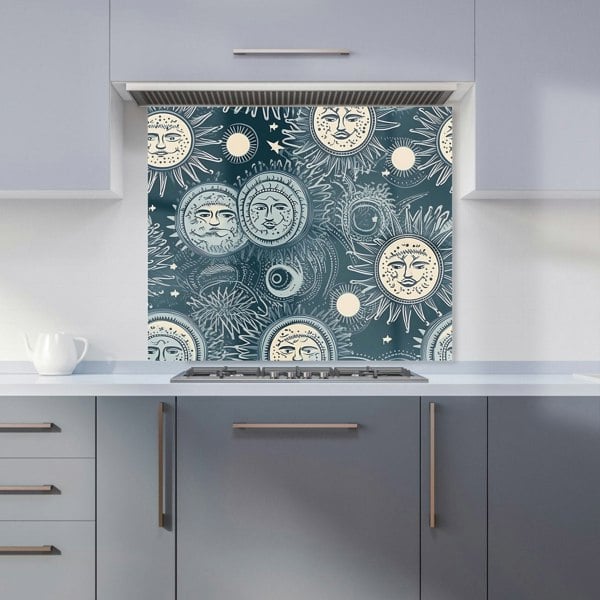 Warren Reed - Designer Silver Blue Moon and Stars Kitchen Splashback