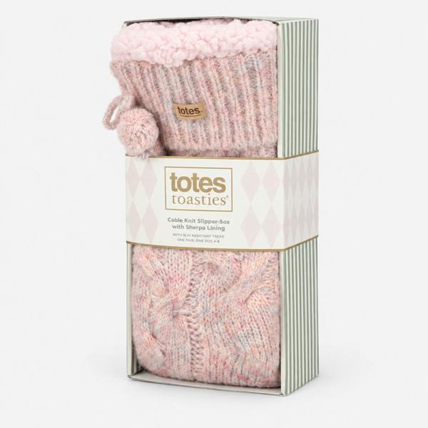 Totes PREMIUM CHUNKY KNIT SLIPPER SOCKS Crew Socks Crew Socks   in  Pink