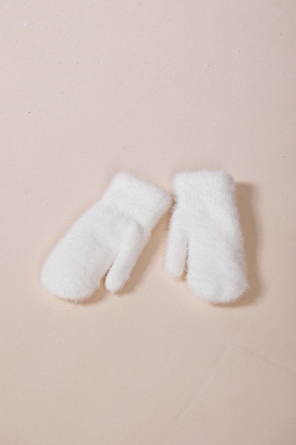 SVNX Soft Knitted Mittens In Cream