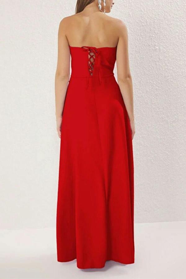 WOVCOR Strapless Long Elegant Evening Dress with Back Detail