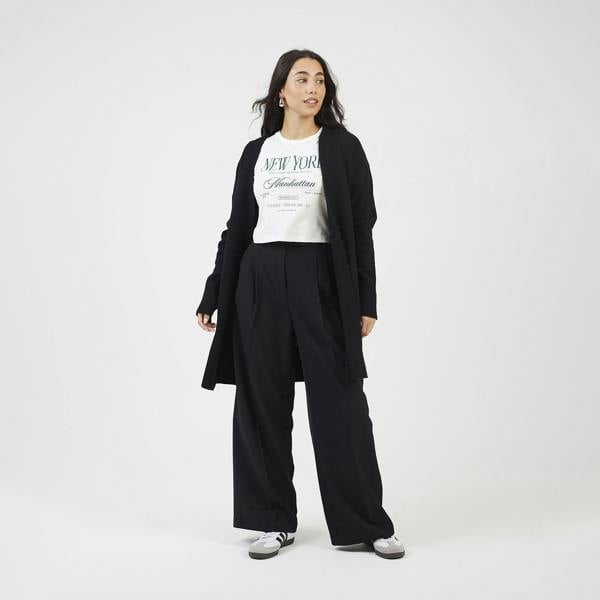 Brave Soul Black Longline Dropped Shoulder Cardigan - Black Image 3