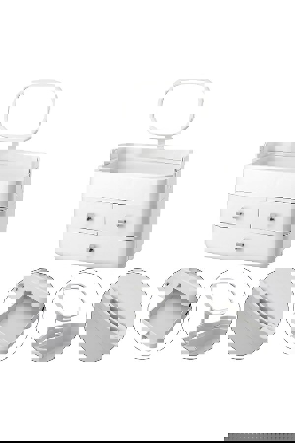 Living and Home 3 Drawers Modern Makeup Organizer with Mirror