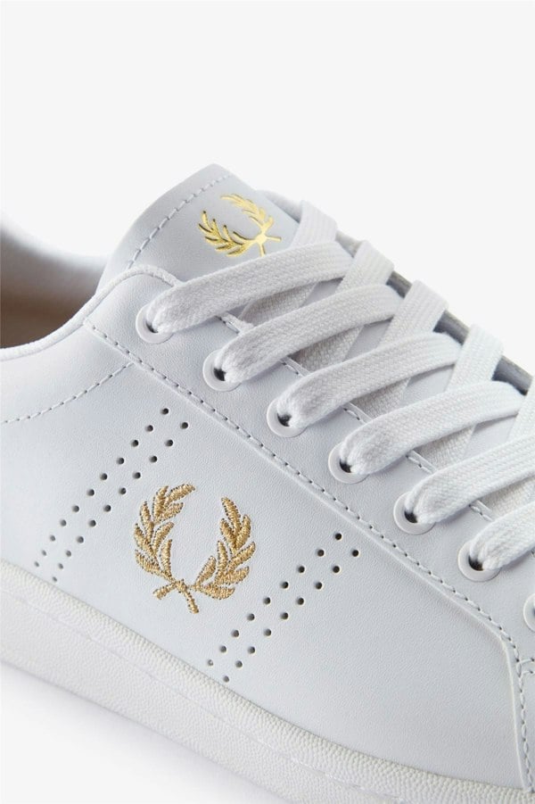 Fred Perry B721 Leather Men's White/Metallic Gold Trainers