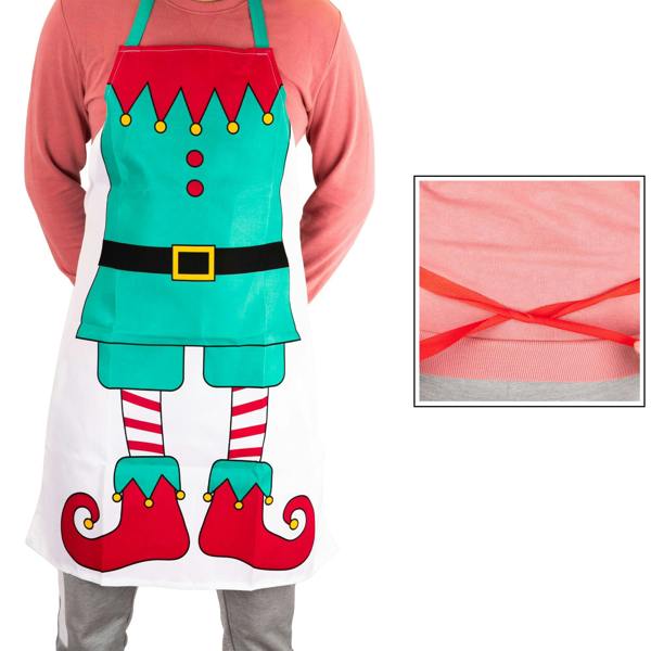 Adult Christmas Elf Apron with Festive Print for Cooking, Baking and Holiday Parties image 8