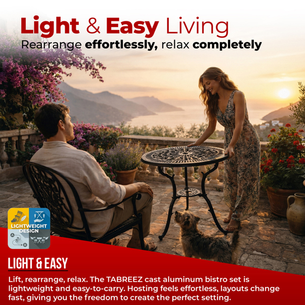 Centurion Supports TABREEZ Garden and Patio Black Cast Aluminium Bistro Table