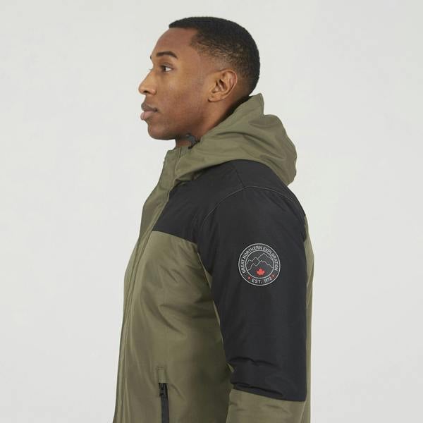 Brave Soul Khaki Colour Block Hooded Jacket - Khaki Image 4