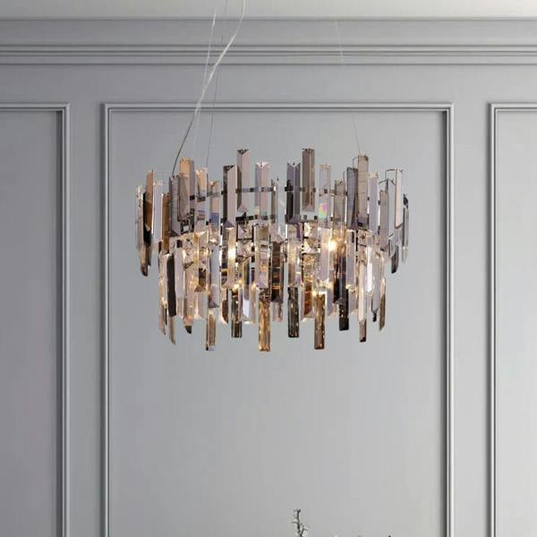 Pagazzi Lighting Onega 3 Light Chrome & Champagne Glass Pendant Ceiling Light