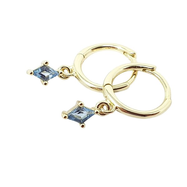 Blue Topaz December Birthstone Delicate Dangle Hoops