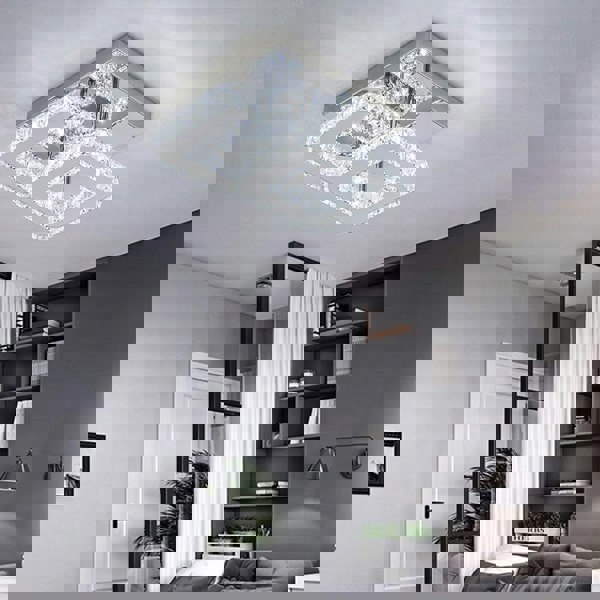 Double Tier Square Crystal Celling Light Living and Home
