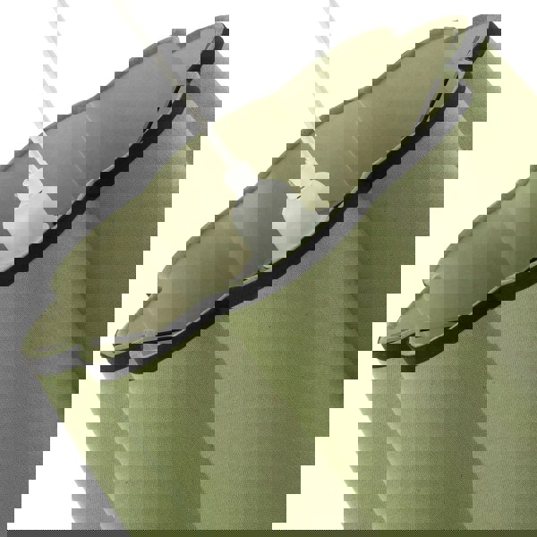 Olive Green Linen Scallop Drum Lamp Shade with Black Cotton Trims Image 5