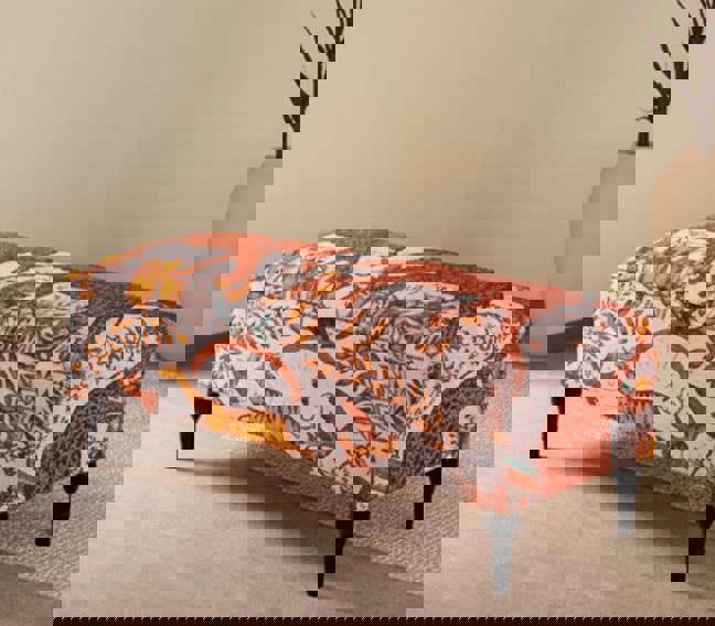 Patterned footstool pouffe with hidden storage compartment - ISTOOLS