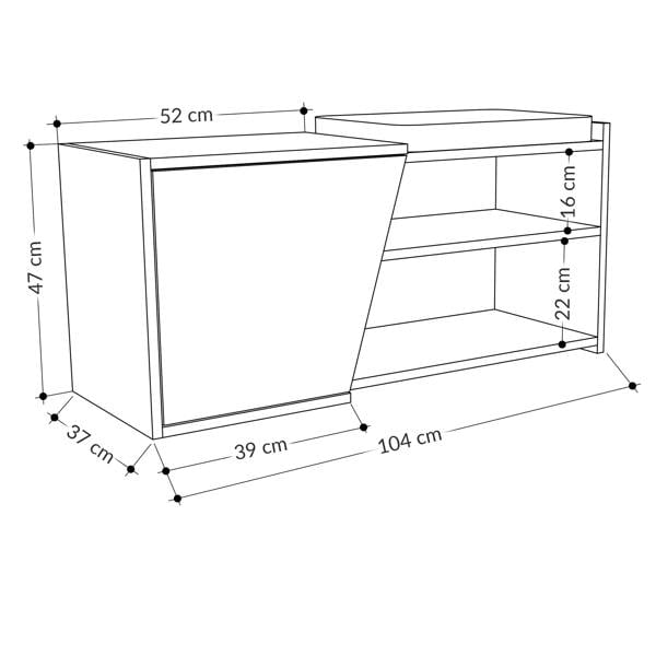 Decortie Modern Fiona Shoe Bench with Storage Space up to 6 Pair Shoes 104.6(W)cm