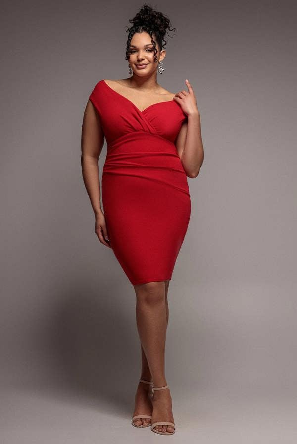 Bardot Pleated Midi Dress - Red DR1092ASCPLUS