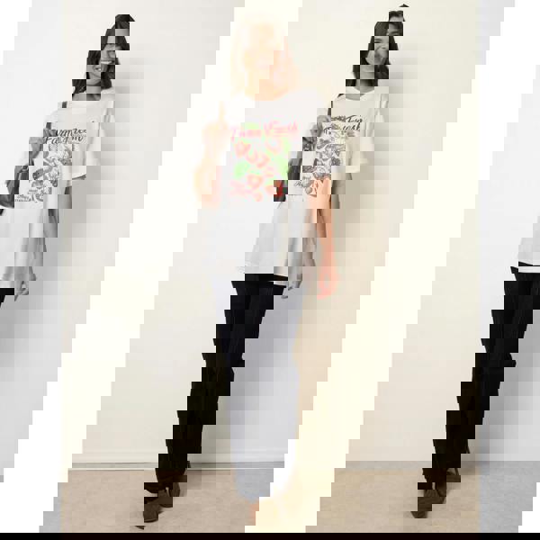 Blue Vanilla Strawberry Graphic Print Crew-Neck T-shirt