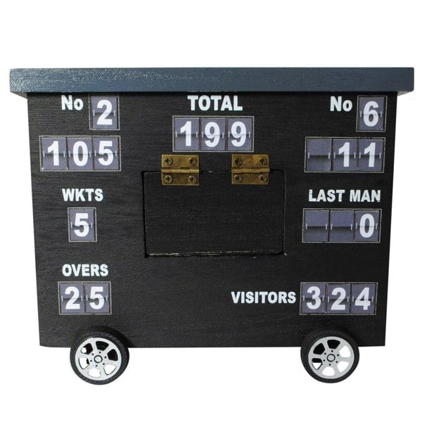 OLIPHANT Cricket Scoreboard Desk Tidy | Authentically Designed | Store Phones & Stationery | Personalise Scores | Grey, Wood