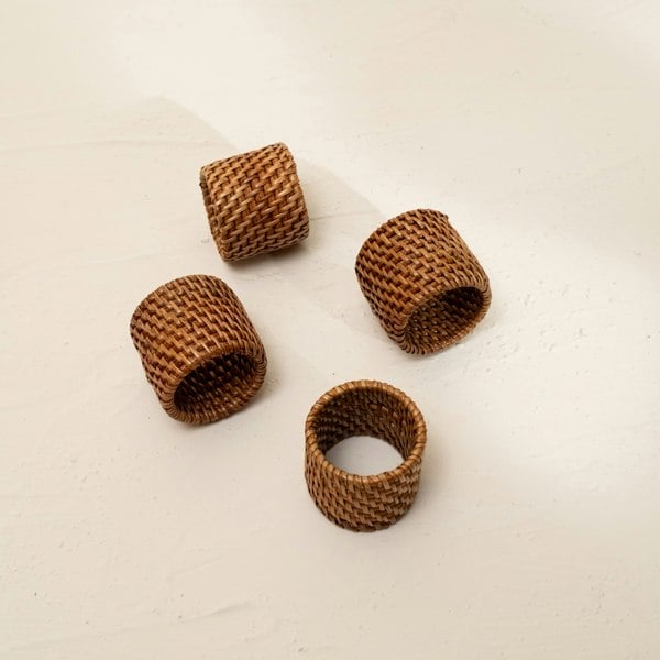 Round Wicker Napkin Rings In Four Colours - Coastal Villa Homeware
