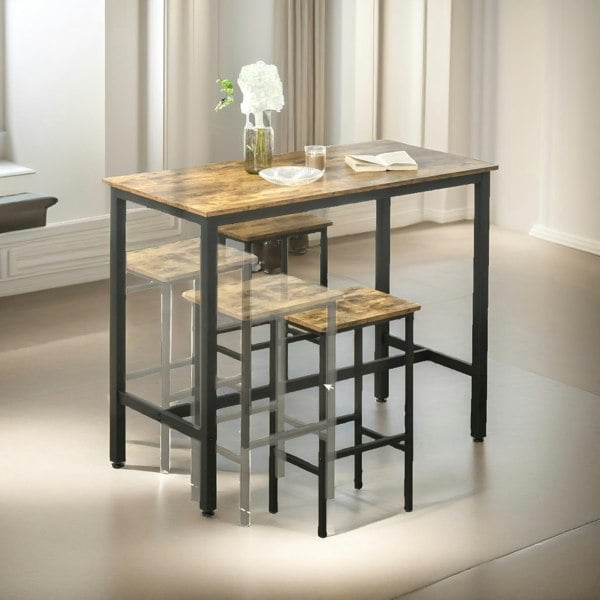 Rafaelo Mobilia Industrial 2PC Bar Stools Counter Height Rustic Brown