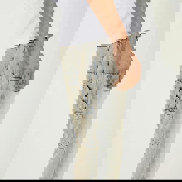 Brave Soul Light Sand Loose Fit Carpenter Style Denim Jeans - Light Sand Image 4