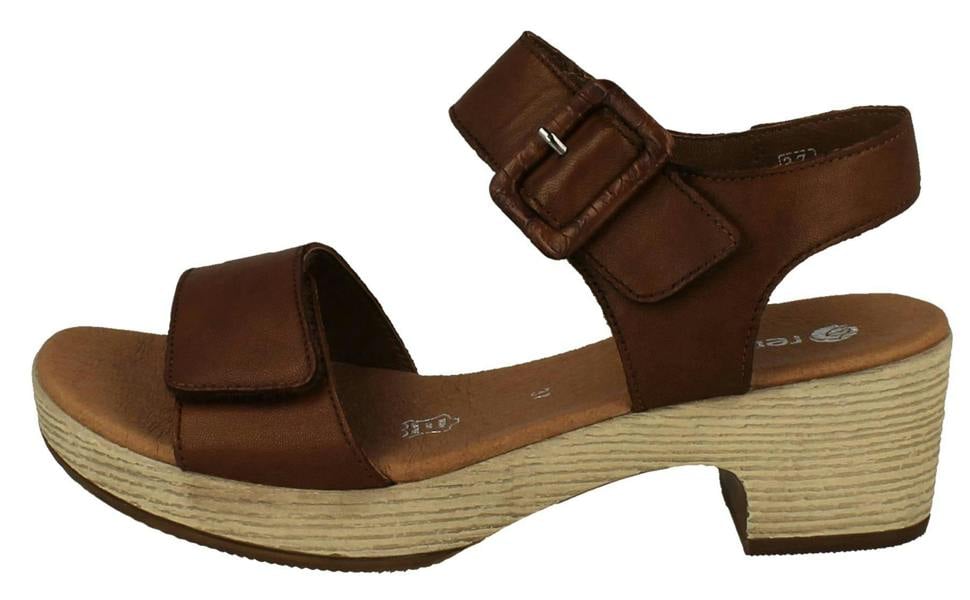 Rieker Ladies Remonte Adjustable Sandals With A 5 cm Block Heel D0N52