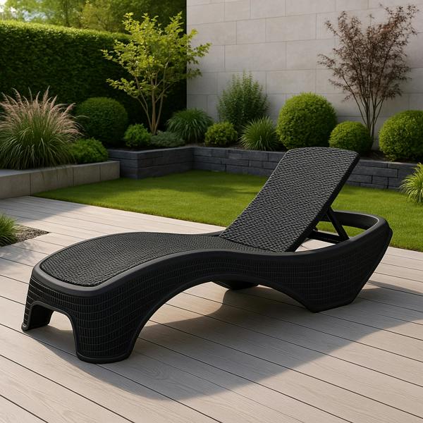Homeology MALDIVES Black Prestigious Outdoor Rattan-Style Adjustable Sun Lounger Pre-Assembled