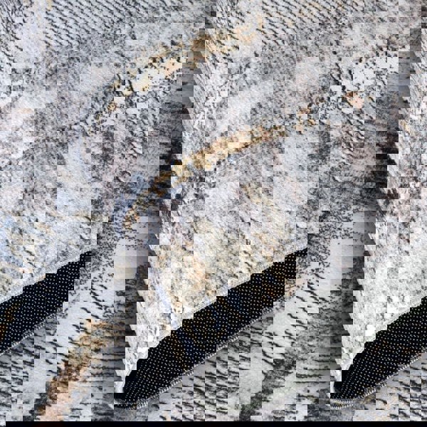 Shortpile Rug Anthracite Gold – Abstract Modern