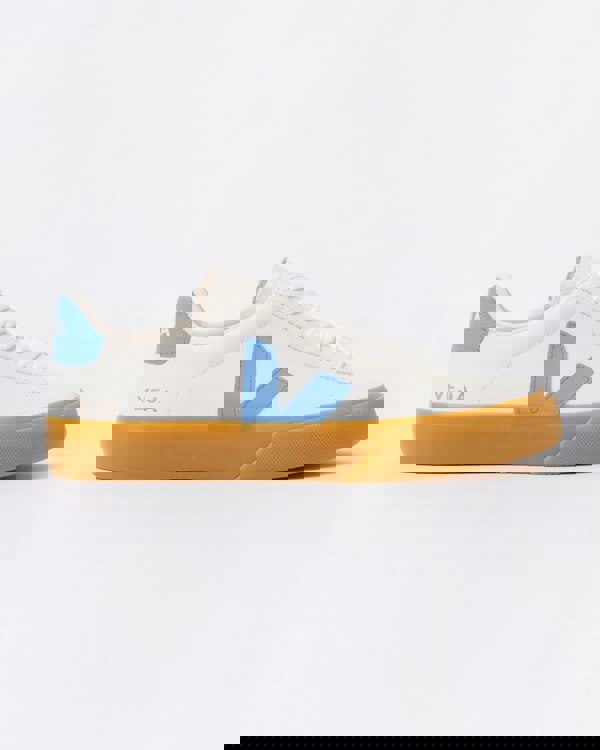 Veja Campo Leather Womens Trainers - White/Aqua