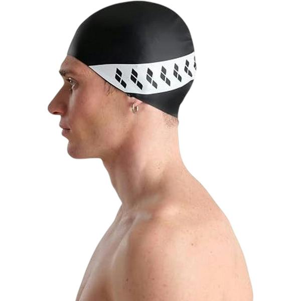 Arena Unisex Adult Stripe Logo Swim Cap - Black - 