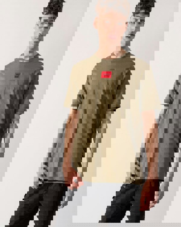 HUGO Diragolino212 Label Logo Mens T-Shirt - Open Green 389 - CHO - Designer Mens Logo T-Shirts