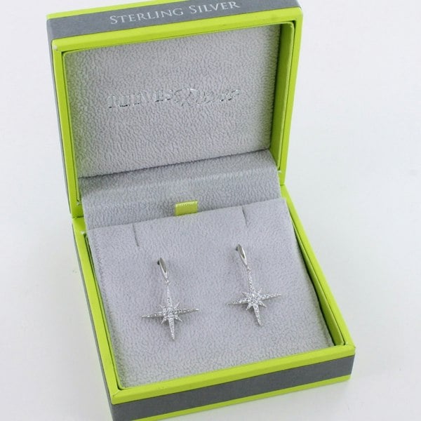 Follow that Star Sterling Silver and Pavé Drop Earrings - Reeves & Reeves