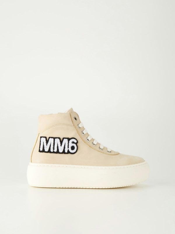 MM6 Unisex Kids MM6 Logo Zip Up Laced Off in White