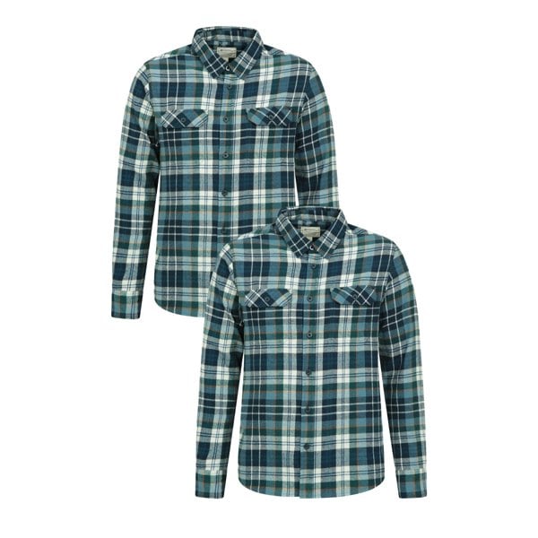 Mountain Warehouse Mens Trace Flannel Shirt (Pack of 2) - Corn Blue