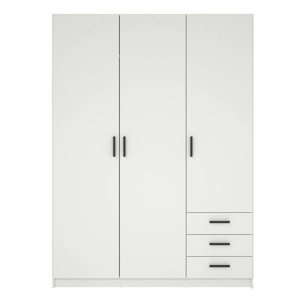 Furniture To Go Sprint Wardrobe with 3 Doors + 3 Drawers in White
