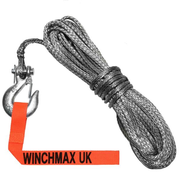 Winchmax Dyneema Synthetic Winch Rope 15m x 6mm with 1/4 Inch Clevis Hook