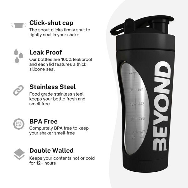 Beyond Shakers 735ml Protein Shaker Bottle - Black