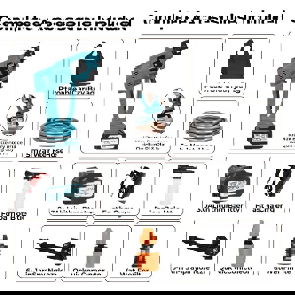 Traderight Cordless Portable Pressure Washer 50Bar 230L/H Spray Gun Car Cleaner