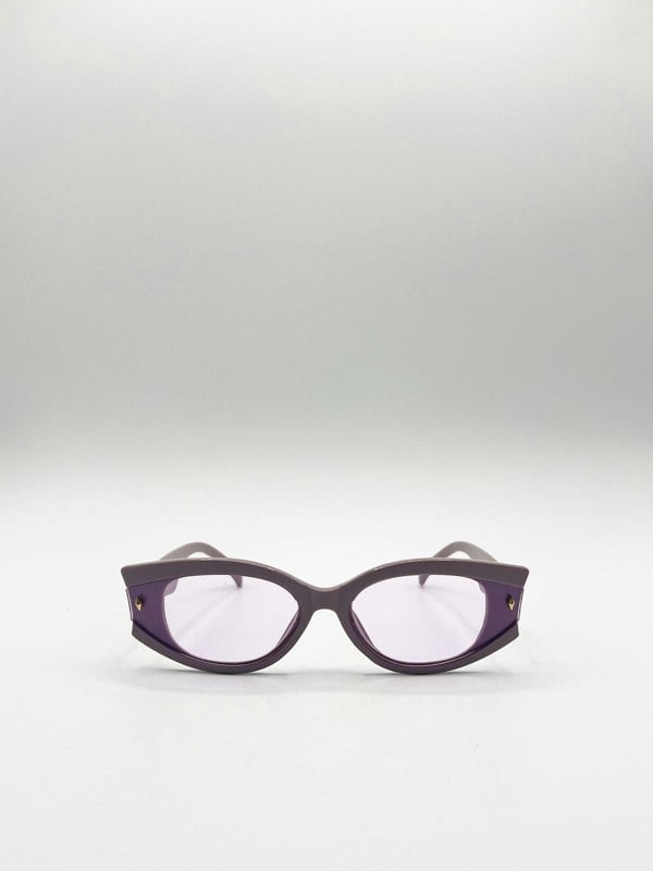 SVNX Oval Rectangular Vintage Sunglasses in Purple