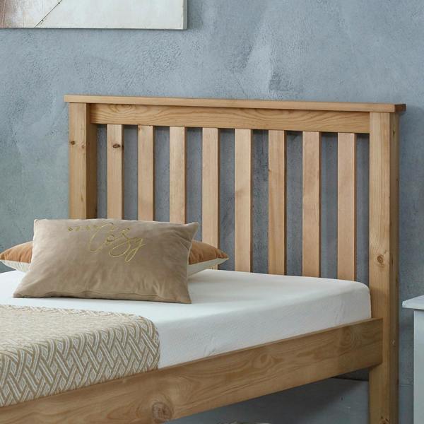 Mission TM Dorset Natural Wax Solid Pine Bed Frame, Shaker Headboard, 4 Sizes, Single to King