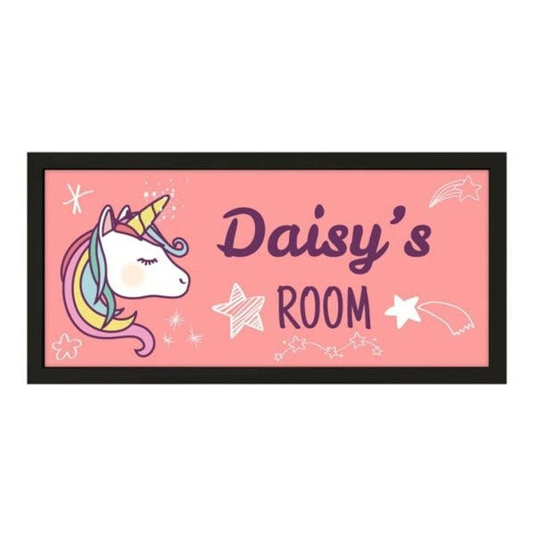 Personalised Wall Art Framed Girl's Room Unicorn 