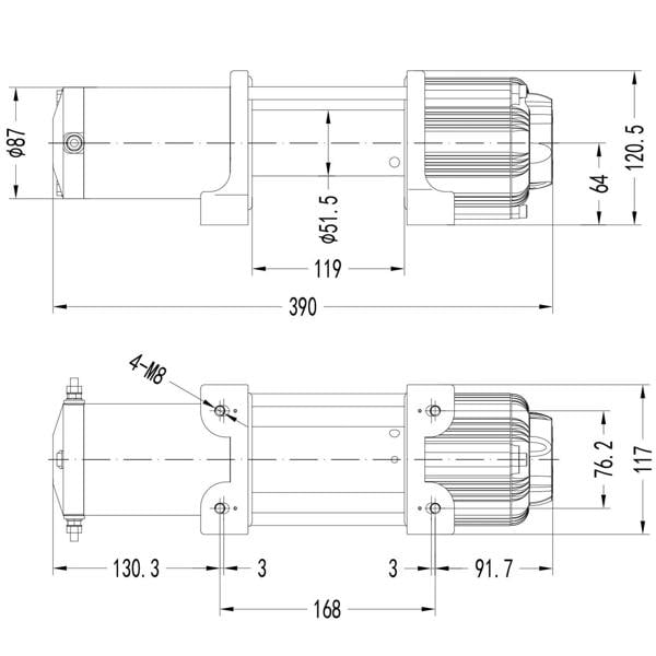 Winchmax 5,000lb (2,268kg) 12V Winch 152m x 63mm Steel Rope, 1/4 Inch Clevis Hook, Twin Remotes
