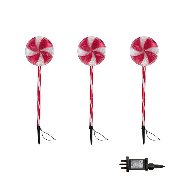 Samuel Alexander 58cm Light up Red and White Candy Pop Christmas Pathfinders with 63 White LEDs