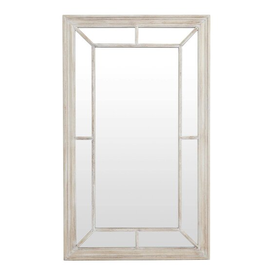 Wyld Haus Rustic White Washed Window Frame Mirror