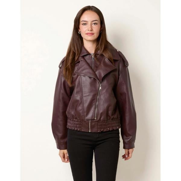 Blue Vanilla Double Zip Oversized Faux Leather Jacket