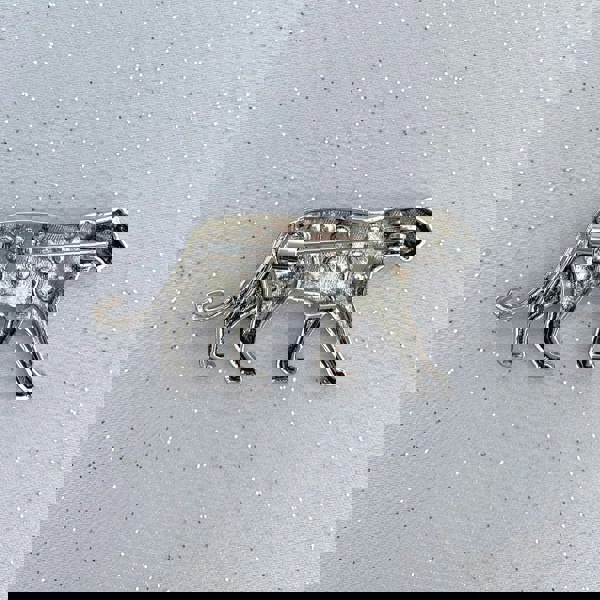 Tiger brooch silver art deco