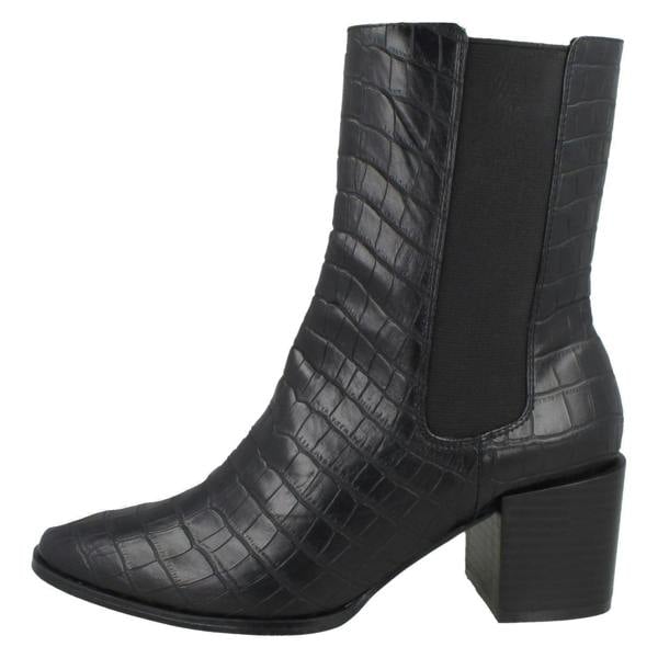 Spot On Ladies Spot On Chunky Blocked Heel Ankle Boots F51128